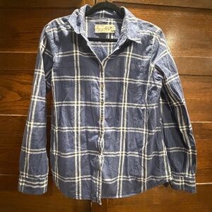 Aventura large organic cotton Blue Plaid button Shirt fair trade long sleeve top